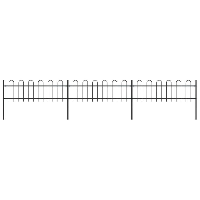 Vidaxl clôture de jardin avec dessus en cerceau acier 5,1 x 0,6 m noir 277640_0