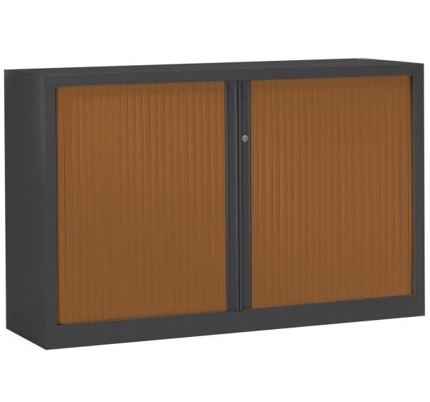 ARMOIRE MÉTAL À MONTER RIDEAUX TON BOIS MERISIER 160 X 100 CM COLORIS ANTHRACITE - MANUTAN COLLECTIVITÉS