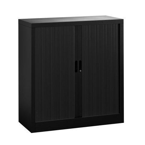 ARMOIRE MÉTAL À RIDEAUX UNION G. H 100 X L 100 X P 45 CM CORPS NOIR RAL 9005 RIDEAUX NOIR