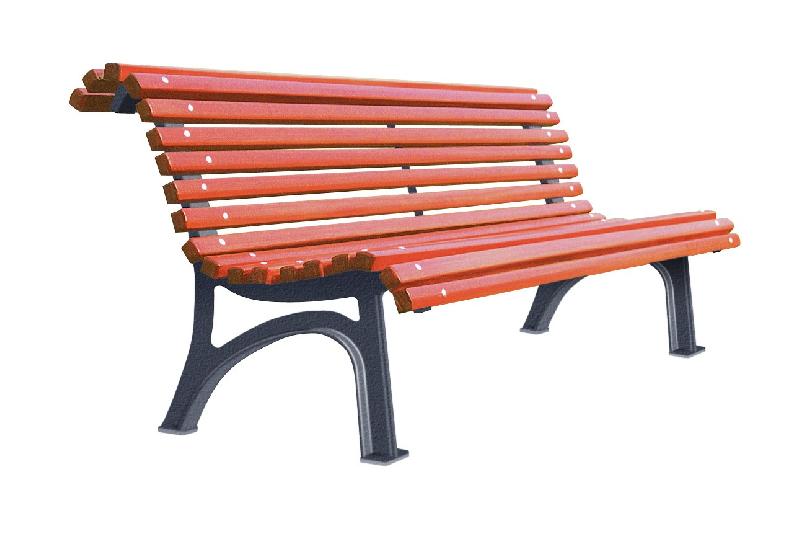 Banc Public Plaza - Lames en Bois Exotique Traité - Piètement en Fonte avec Fixation Sol_0