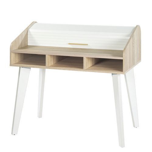 BUREAU ARÈS L104XP60XH95 CHÊNE/BLANC SANS TIROIR - SIMMOB