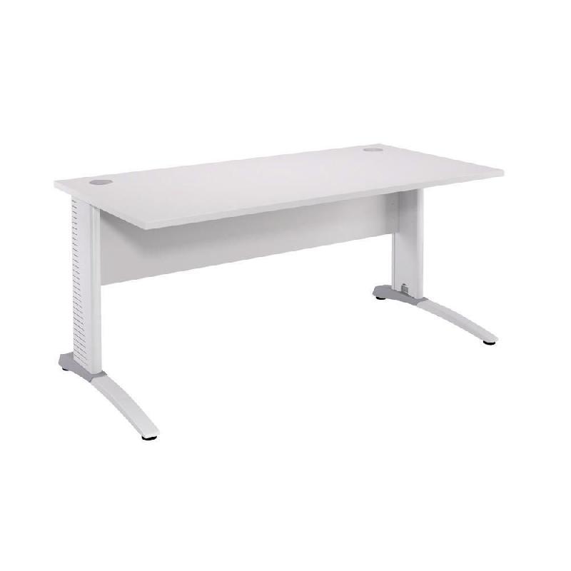 BUREAU DROIT BIOSPACE 2 - L. 120 X P. 80 CM - PLATEAU BLANC - PIEDS L BLANCS  - EMBASE BLANCHE