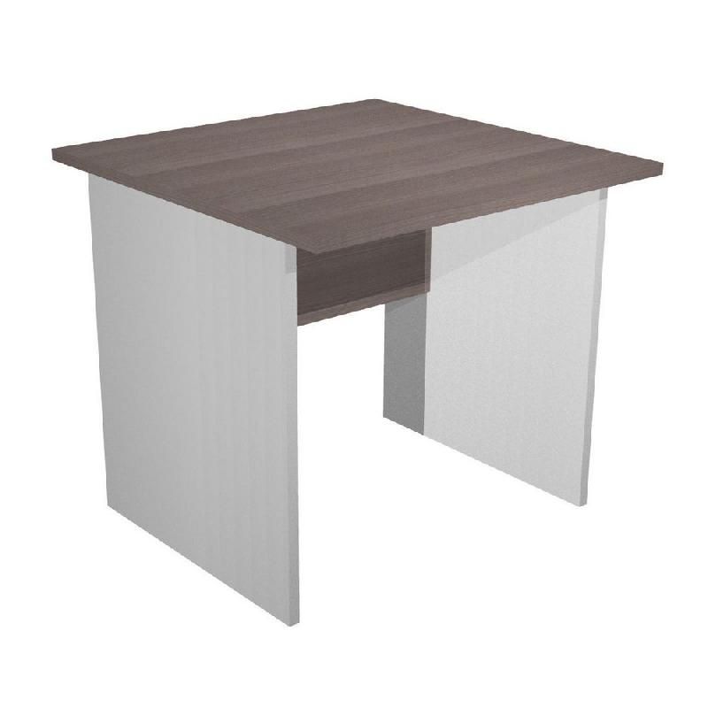 BUREAU DROIT PRONTO TENDANCE - L.80 X P.80 CM - PLATEAU CENDRE - PIEDS PLEINS ALUMINIUM