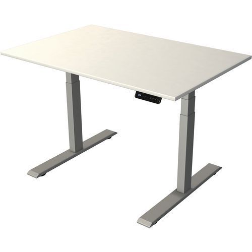 BUREAU RÈGLABLE MOVE2 SILVER L120XP80XH63-127CM BLANC/ARGENT - KERKMANN