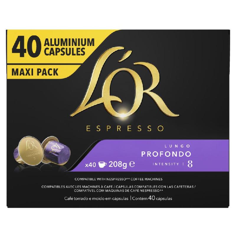 CAFE L'OR EXPRESSO LUNGO PRONFONDO - INTENSITE 8 - BOÎTE DE 40 CAPSULES