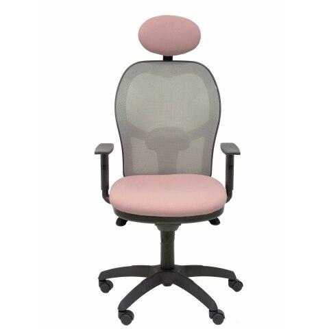 CHAISE JORQUERA EN MAILLE GRISE AVEC APPUI-TÊTE FIXE ET ASSISE BALI - ROSA PASTEL