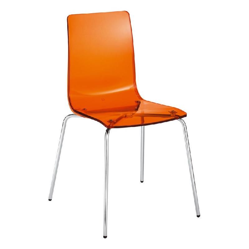 CHAISE VISITEUR EMPILABLE KENT DESIGN - EN POLYCARBONATE - HAUTEUR DOSSIER 41 CM - COULEUR ORANGE (PRIX À L'UNITÉ)