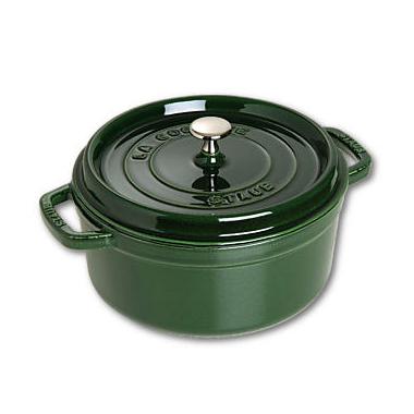 COCOTTE EN FONTE RONDE 28 CM VERT BASILIC - STAUB - VITAMINES