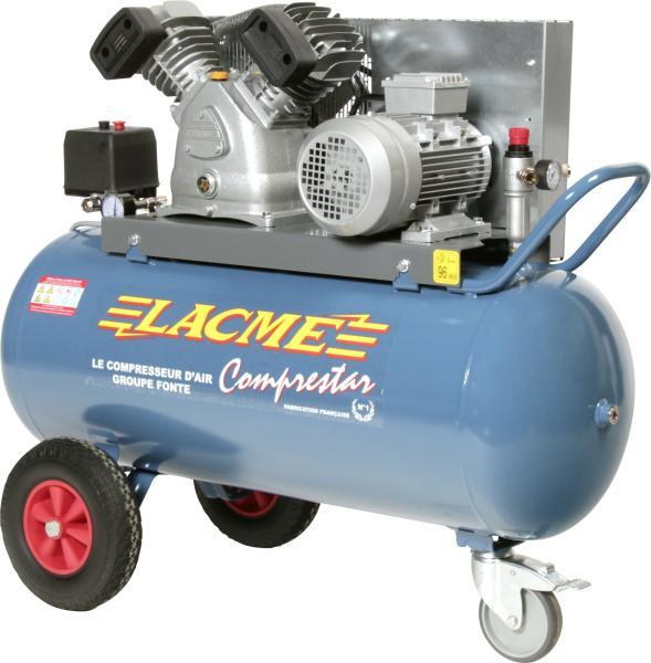 Compresseur 100 litres LACMÉ - COMPRESTAR 20V100T - 400V - 4 CV - 20 m³/h - Réf 330447_0