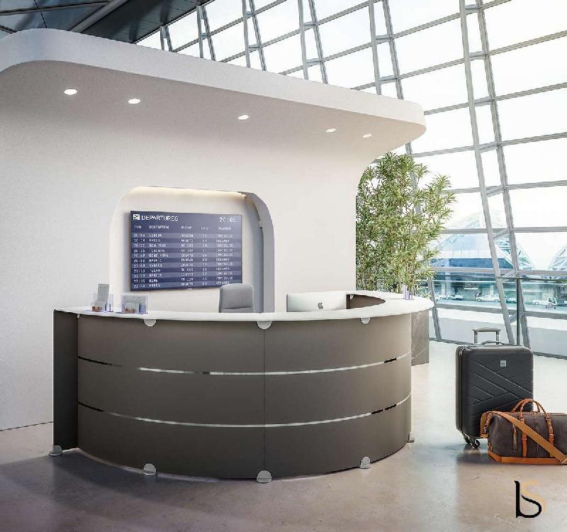 Comptoir d'accueil Glass finition laquée - Quadrifoglio - Gris brun_0