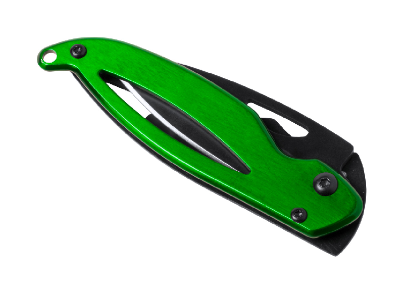 Couteau de poche - acier inoxydable avec sécurité de fermeture - couleur vert - 55g_0