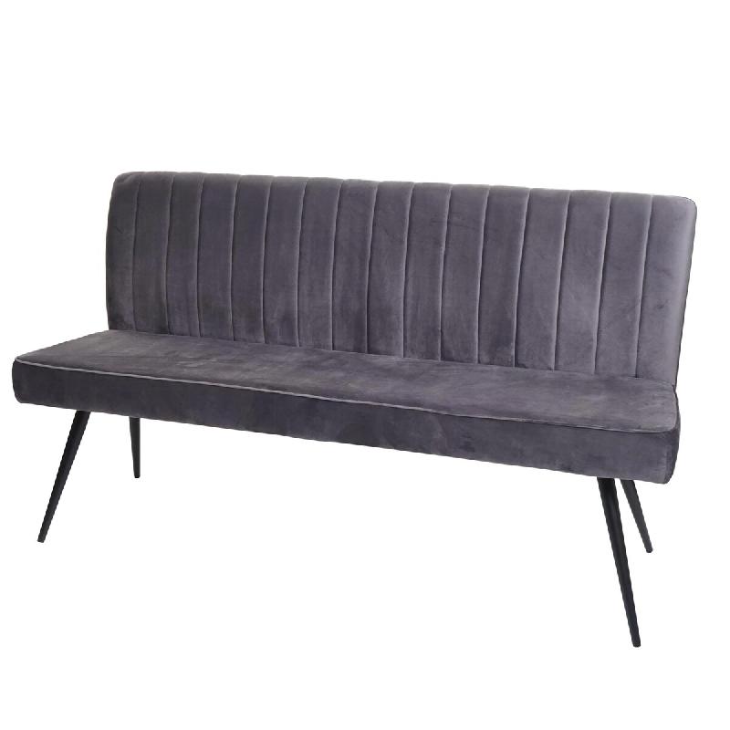 Décoshop26 - Banc canapé de salle à manger rembourré avec dossier en velours gris foncé et métal 160 cm 04_0005856 - métal 3000261536925_0