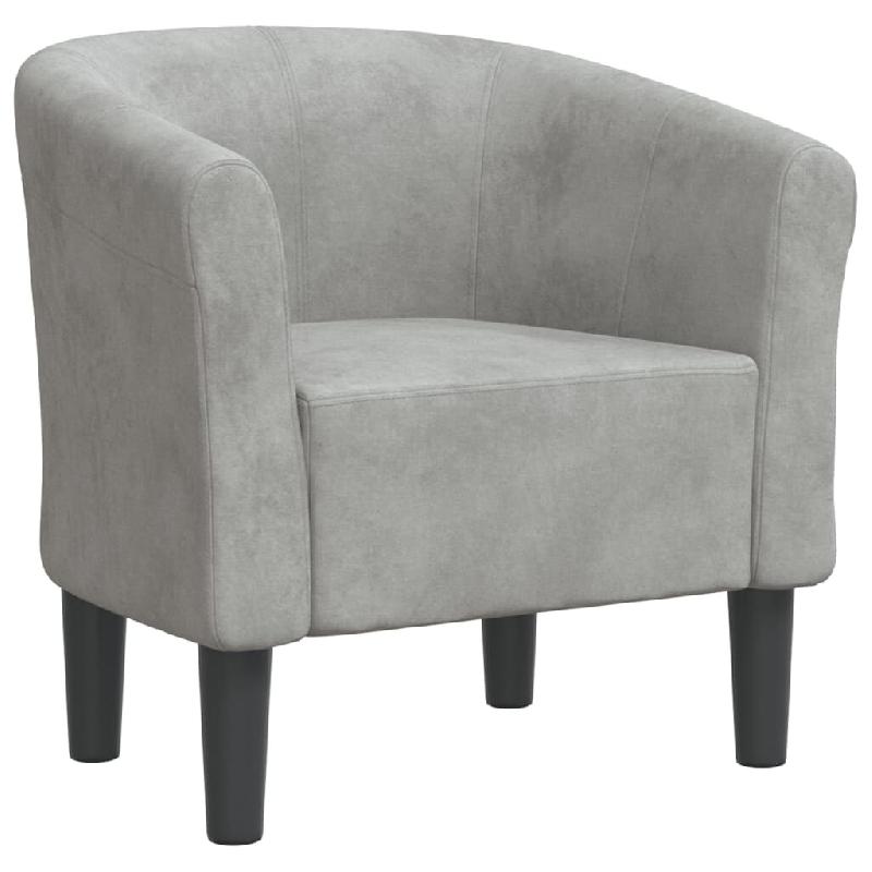 Décoshop26 - Fauteuil lounge fauteuil de chambre assise confortable design moderne en velours gris clair DEC026445 - gris 3000255823321_0