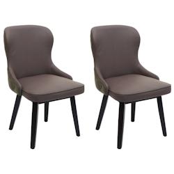 Décoshop26 - Lot de 2 chaises de salle à manger rembourrée coutures décoratives au dos assise en tissu vert foncé-gris pieds en 04_0007386 - gris_0