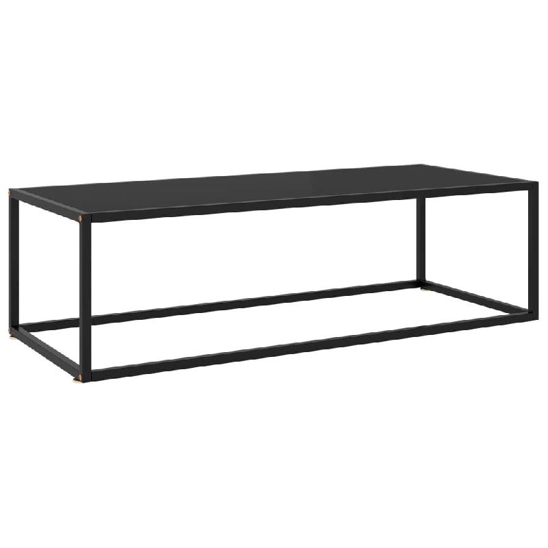 Décoshop26 - Table basse design moderne et contemporaine avec verre trempé et acier noir 120 x 50 x 35 cm DEC039879 - noir verre 3000264635649_0