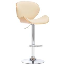 Décoshop26 - Tabouret de bar x1 chaise haute design rétro en PVC crème et acier DEC029465 - 3000257387494_0