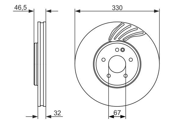 Disque de frein Bosch 0986479719 - ventilé, avant, 5 trous_0