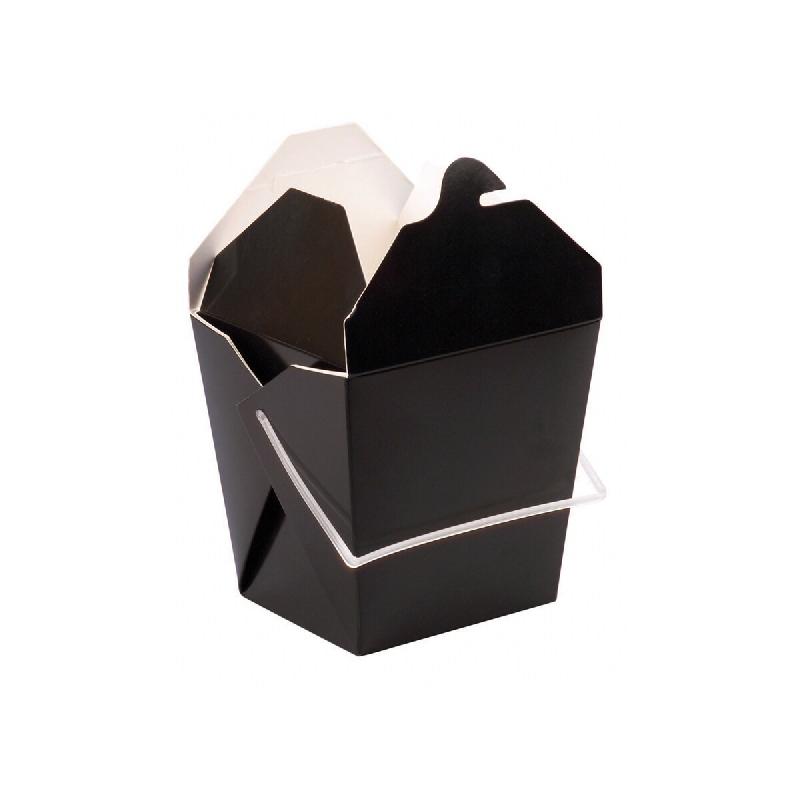 ECOLOMIQUE - 50 Pcs - Boîte carrée noire avec anse - 950 ml, 10 x 10 cm, Hauteur: 11 cm - noir en carton ECO210ASPAIL33N_0