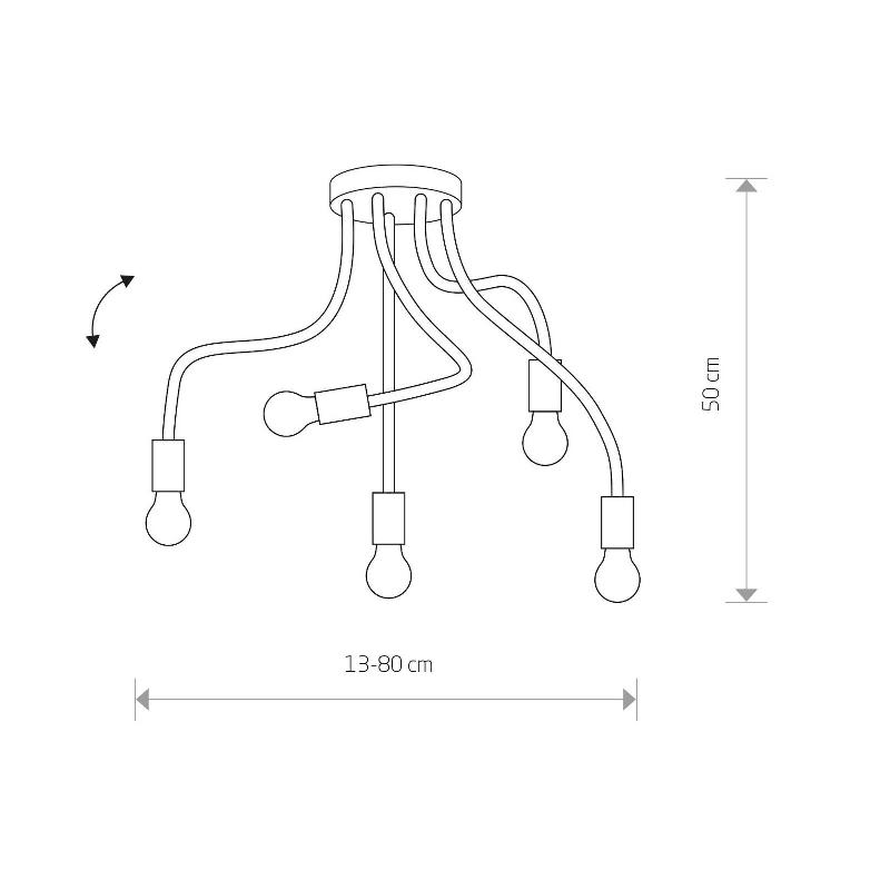 EULUNA PLAFONNIER FLEX, À 5 LAMPES, NOIR