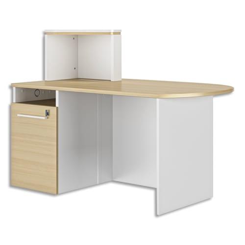 Gautier office banque d'accueil gauche l145 chêne structuré. Dimensions : l145/45 cm x h112/74 cm x p90cm_0
