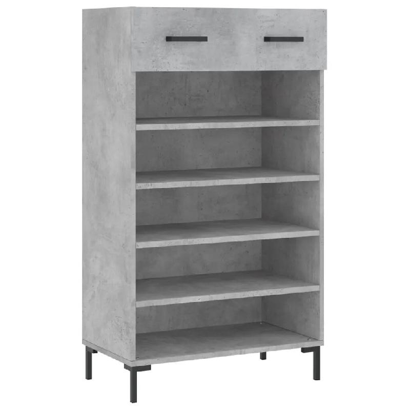 Helloshop26 - Armoire à chaussures moderne style industriel rangement 60 x 35 x 105 cm en bois gris béton 02_0048722 - gris Bois massif 3000235441651_0