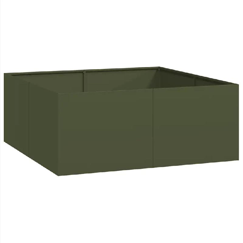 Helloshop26 - Jardinière carrée design moderne balcon jardin 100 x 100 x 40 cm en acier vert olive 02_0051597 - vert acier 3000237001426_0