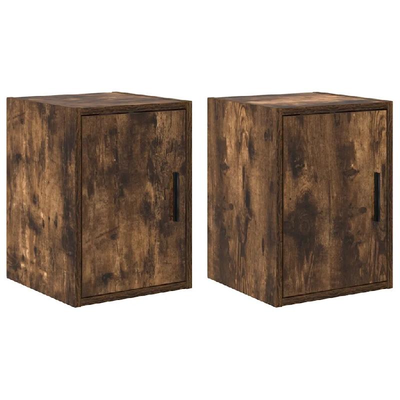 Helloshop26 - Lot de 2 armoires murales garage rangement 30 x 30 x 41 cm en bois d'ingénierie chêne fumé 02_0051409 - Bois massif 3000236898492_0