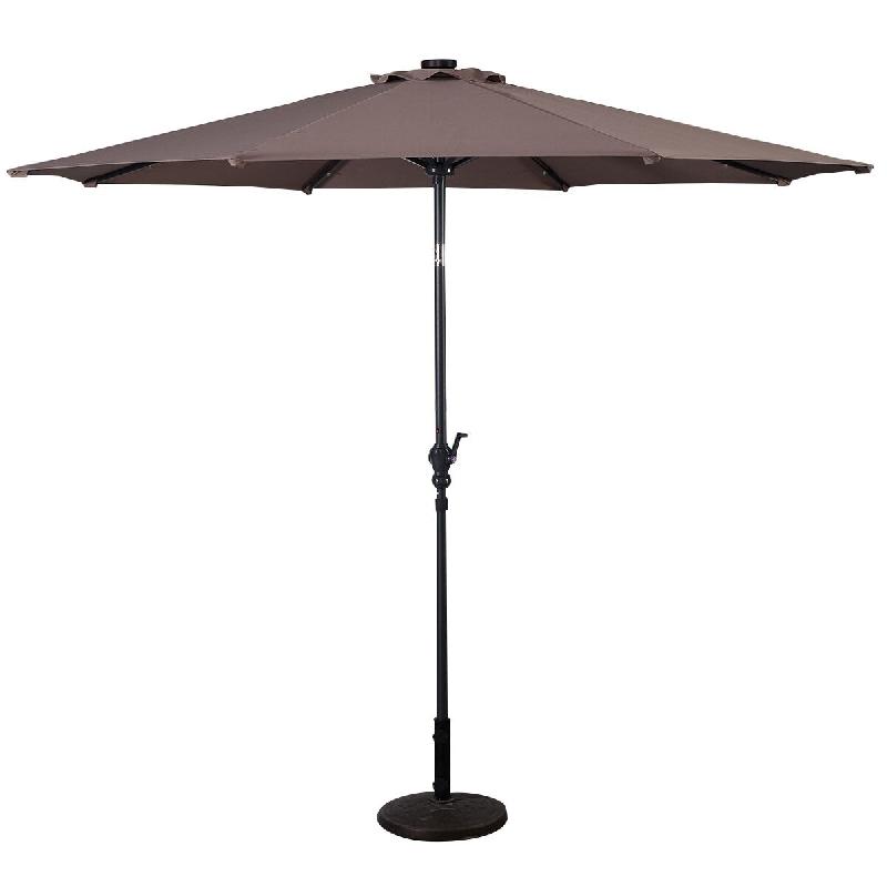 Helloshop26 - Parasol inclinable 300 cm avec 24 lumières led réglable pour jardin et terrasse design en polyester marron 20_0013027 - marron polyest_0