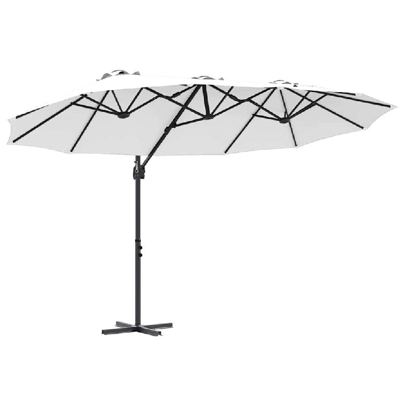 Helloshop26 - Parasol inclinable grand format extérieur 372 x 198 x 243 cm design moderne anti-UV robuste en polyester sable 02_0058747 - aluminium 3_0