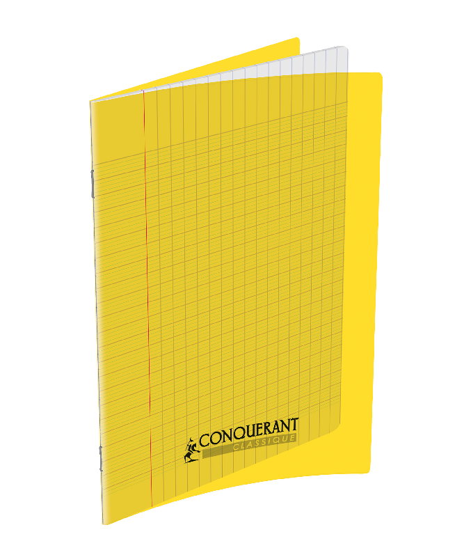 LOT DE 10 - CAHIER CONQUERANT CLASSIQUE AGRAFE 170X220 60P 90G SEYES POLYPRO JAUNE