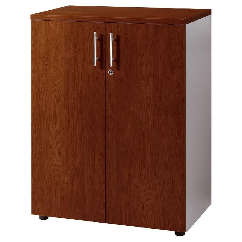 MEUBLE MI-HAUTEUR ACTUAL AVEC PORTES - H.102 X L. 80 X P. 47 CM - CORPS ALUMINIUM - PORTES WENGÉ