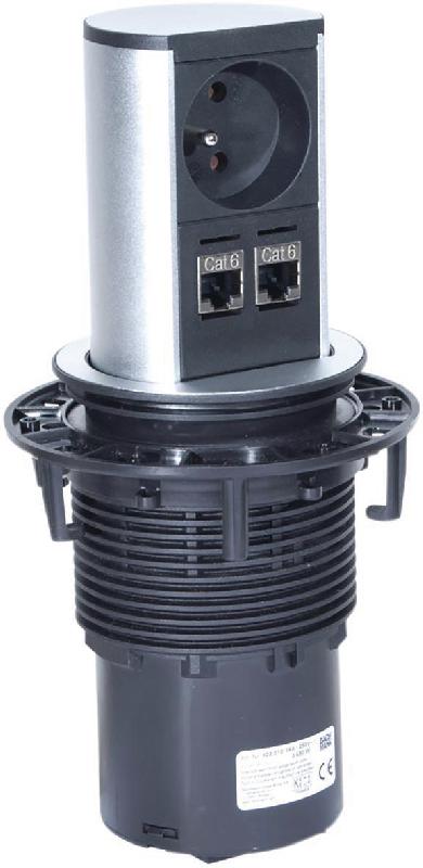 MULTIPRISE ENCASTRABLE ELEVATOR 1 PRISE + 2 RJ45 BACHMANN