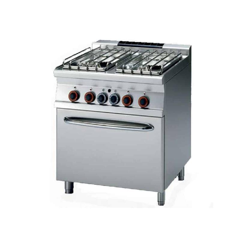 Piano de cuisson 4 feux sur four à gaz, gamme 700, en inox AISI 304, 29.3 kW_0