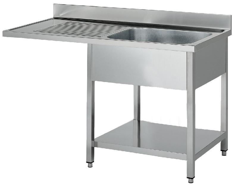 Plonge inox pour lave-vaisselle - 1 bac - égouttoir à gauche - profondeur 700 mm - PGL146GE - plan embouti en inox AISI 304_0