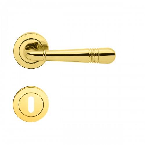 POIGNÉES DE PORTE SUR ROSACES RONDES SÉRIE R 270 MONTMARTRE - POLI - CLÉ L KARCHER DESIGN