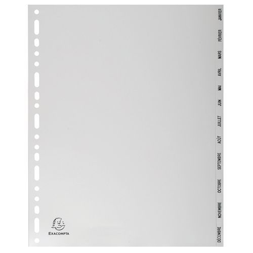 SET DE 12 NTERCALAIRES MENSUELS GRIS JANV-DÉC. A4 MAXI - EXACOMPTA