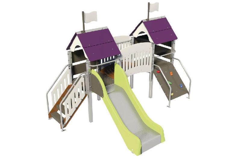 STRUCTURE FRIPOUNETTE MINI-PONT- ACIER- SCELLEMENT - INOX - GRIS/PRUNE-WIKI CAT - MANUTAN COLLECTIVITÉS