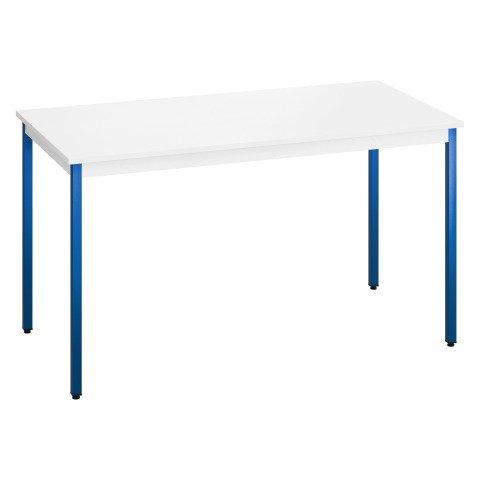 TABLE MULTI-USAGES L 140 X P 70 CM BLANC PIEDS BLEU