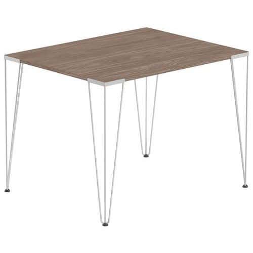 TABLE RÉUNION LORI 100 X 80 CM PLATEAU NOYER PIED ALU - MBA
