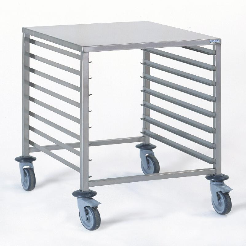 Tournus CHARIOT A GLISSIERES GASTRONORME SOUDE GN 2/1, 8 niveaux espace 81 mm avec une tablette supérieure dimensions 773 x 659 mm hauteur 900 mm - g_0
