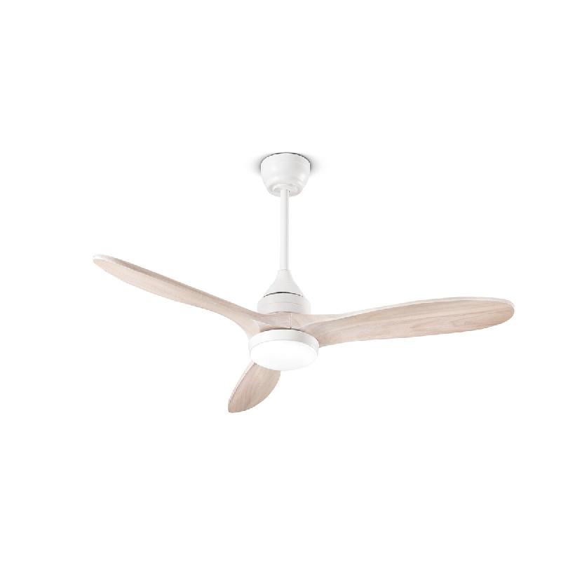 Ventilateur de plafond en métal blanc série 7171 avec moteur CC de 26 W, éclairage LED à intensité variable de 18 W et télécommande incluse - P_0
