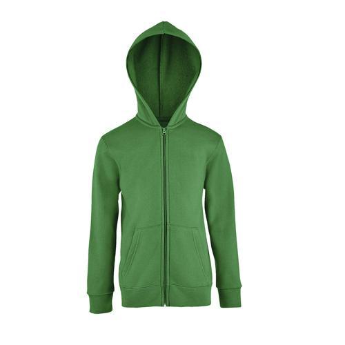 VESTE ZIPPÉE À CAPUCHE ENFANT EN COTON VERT PRAIRIE