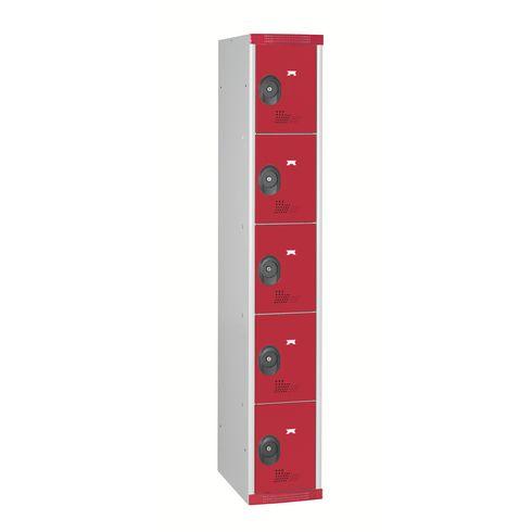 VESTIAIRE COLONNE 5 CASES MONOBLOC ROUGE