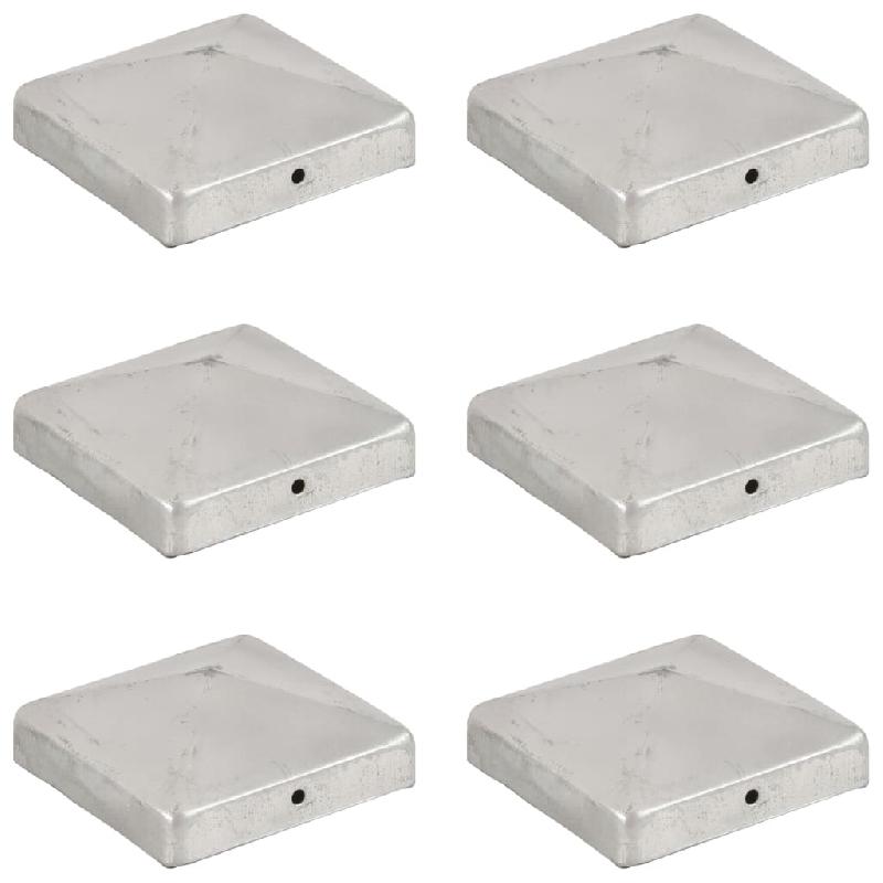 Vidaxl bouchons de poteau de clôture 6 pcs métal galvanisé 91x91 mm 145491_0