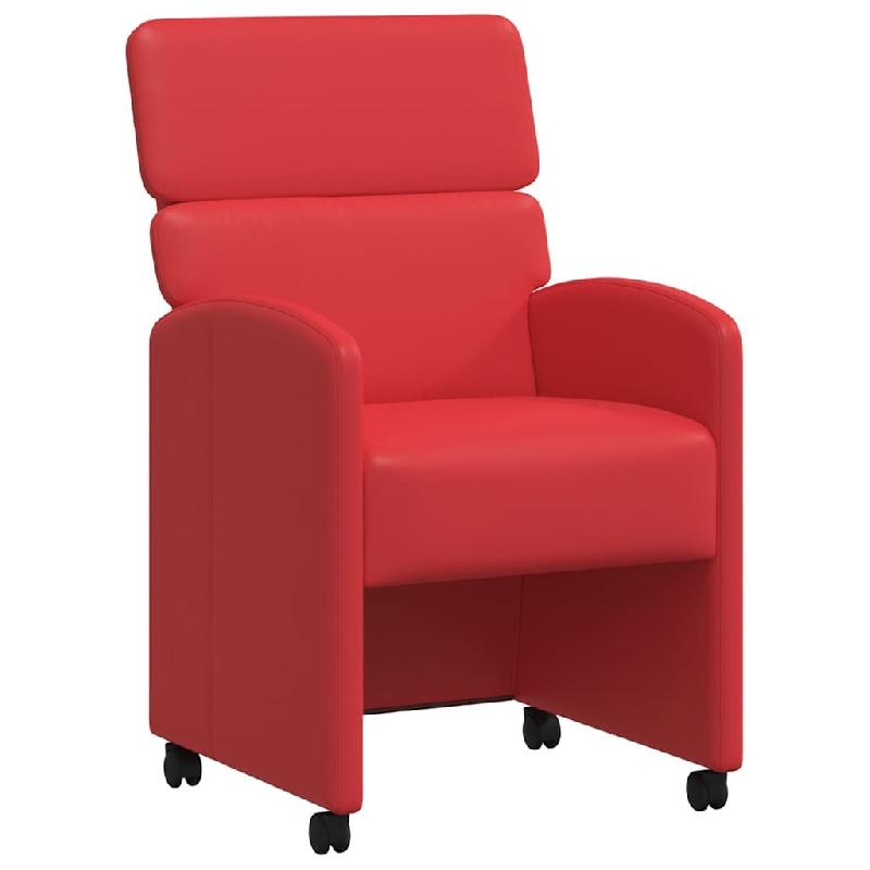 VidaXL Chaises de Salle à Manger avec Roues 2 pcs Rouge Simili cuir Modèle Cristal - 42017888_0