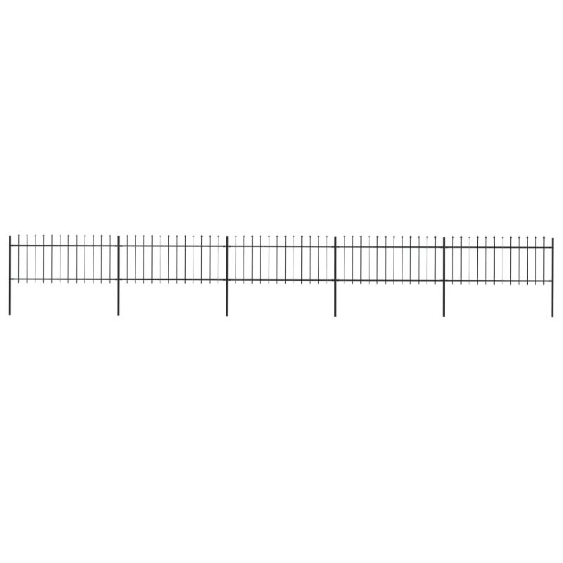 Vidaxl clôture de jardin avec dessus en lance acier 8,5x0,8 m noir 277606_0