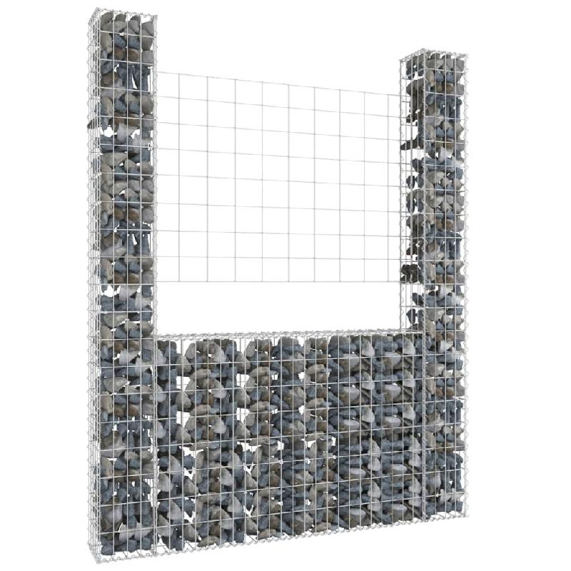 Vidaxl panier de gabion en forme de u avec 2 poteaux fer 140x20x200 cm 151289_0