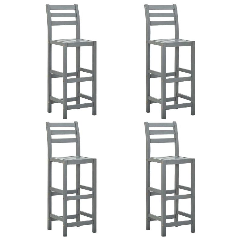 VidaXL Tabourets de bar lot de 4 gris bois d'acacia massif Modèle Atlas Design Pro - gris 312418_0