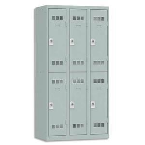 Vestiaire monobloc Pierre Henry - 2 cases par colonne, 3 colonnes - Dimensions : L90 x H180 x P50 cm - Gris perle_0