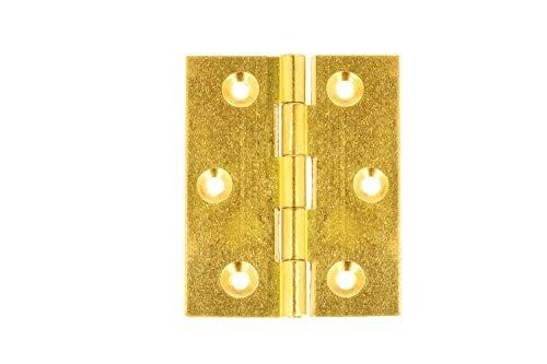 MOBILA RS00330 - Lot de 2 charnières à goupilles fixes en laiton poli - 30 x 30 mm_0